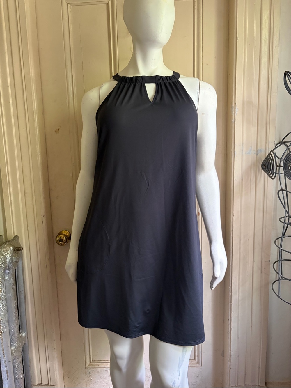 Lands' End Black Halter Keyhole Cover Up Dress